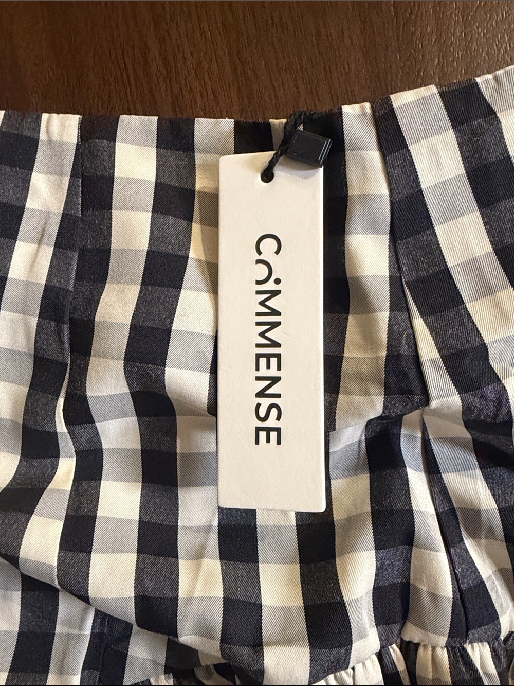 Commense Gingham Drop Waist Midi Skirt in Black & White Like New - Picture 3 of 3